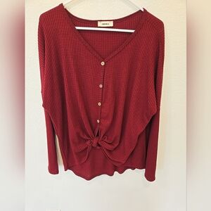 Women's Adora Red Waffle Blouse XL